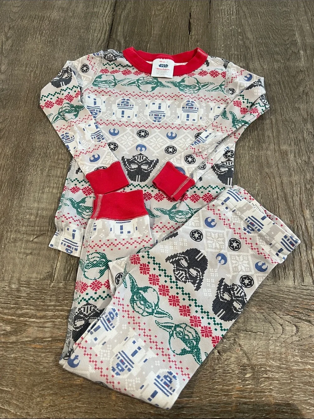 Kids Red Trim Star Wars Themed Holiday Pajama Set